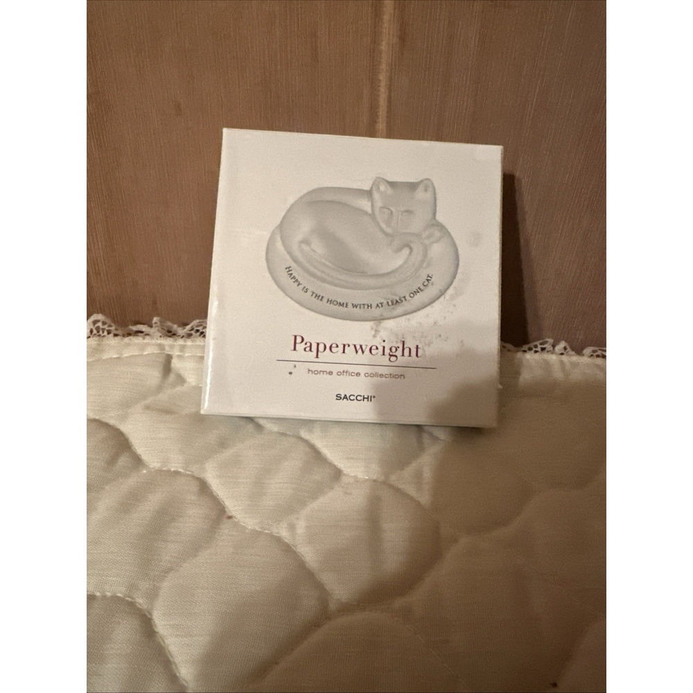 Sacchi‎ Silver Metal Paperweight Sleeping Cat